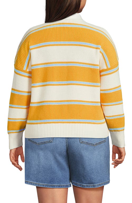 Lands' End Drifter Rugby With Woven Collar Sweater In Yellow