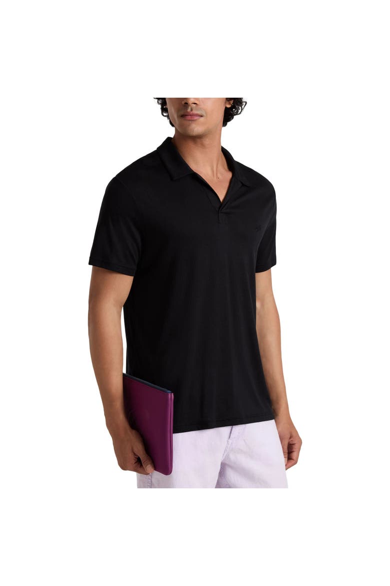 Men Tencel Polo Shirt Solid, Alternate, color, Black