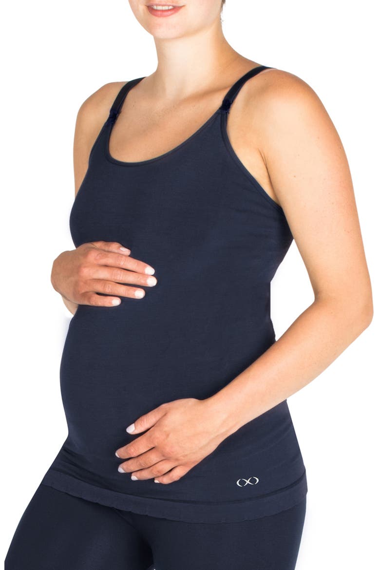 Seamless Maternity/Nursing Yoga Tank, Main, color, NAVY