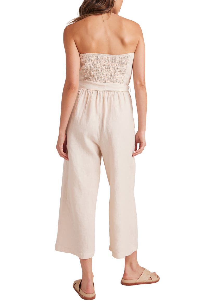 Strapless Linen Crop Wide Leg Jumpsuit, Alternate, color, SAMBA TAN