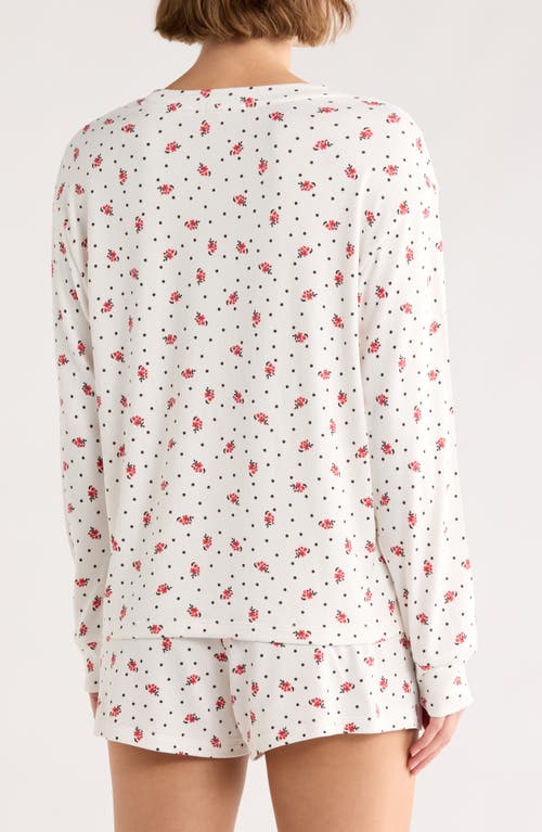 Pj Salvage Long Sleeve Top & Boxer Shorts Pajamas In White
