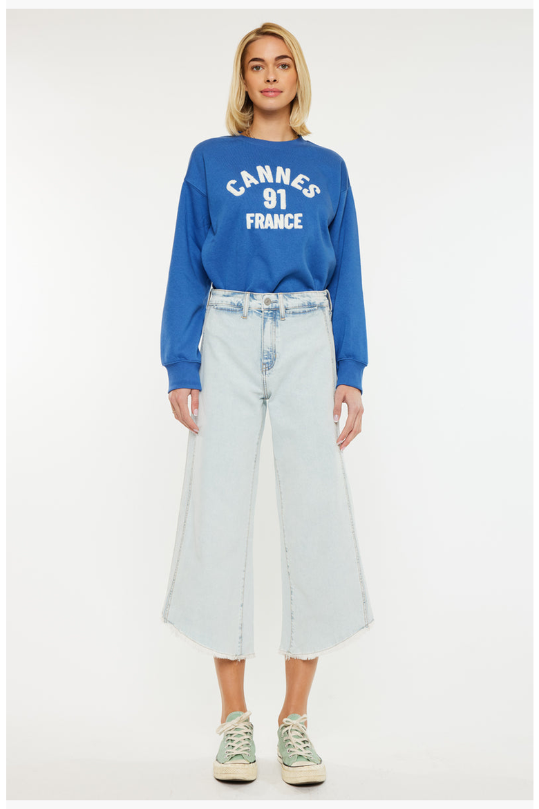 Arnie High Rise Cropped Gaucho Pants, Main, color, Light Wash