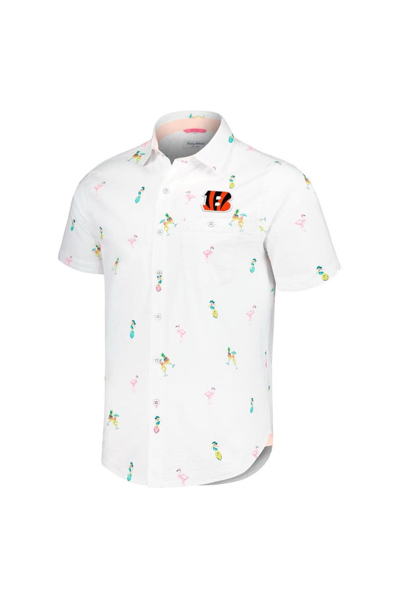 Men's Tommy Bahama White Cincinnati Bengals Nova Wave Flocktail Button-Up Shirt, Alternate, color, White