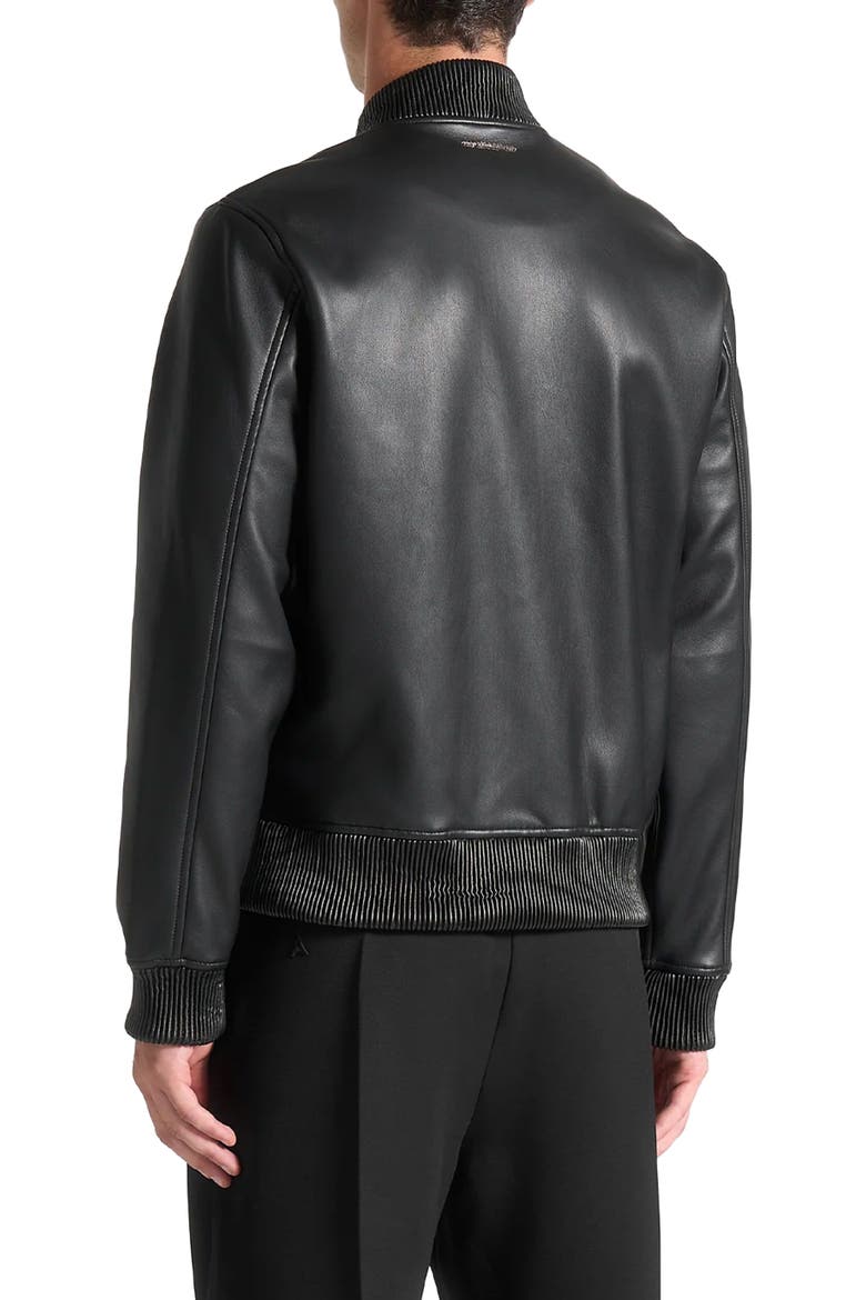 Leather Bomber Jacket, Alternate, color, Black