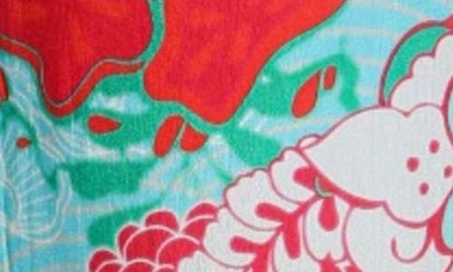Apny Belted Print High Waist Pants In Turquoise Multi