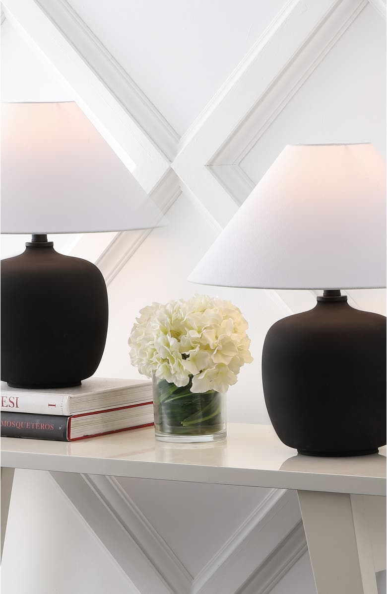 JONATHAN Y Delphi 18.25" Minimalist Scandinavian Resin/Iron LED Table Lamp, Alternate, color, Matte Black