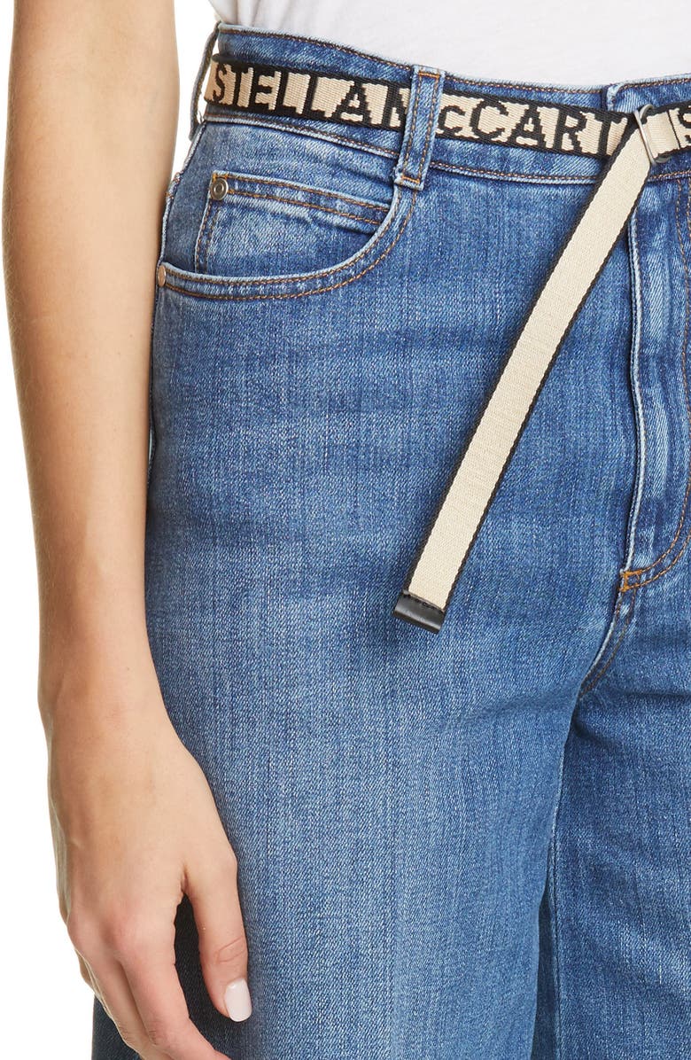 Stella McCartney Belted High Waist Crop Wide Leg Jeans, Alternate, color,