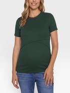 MOTHERHOOD MATERNITY Crew Neck Cross Over Nursing Short Sleeve Top