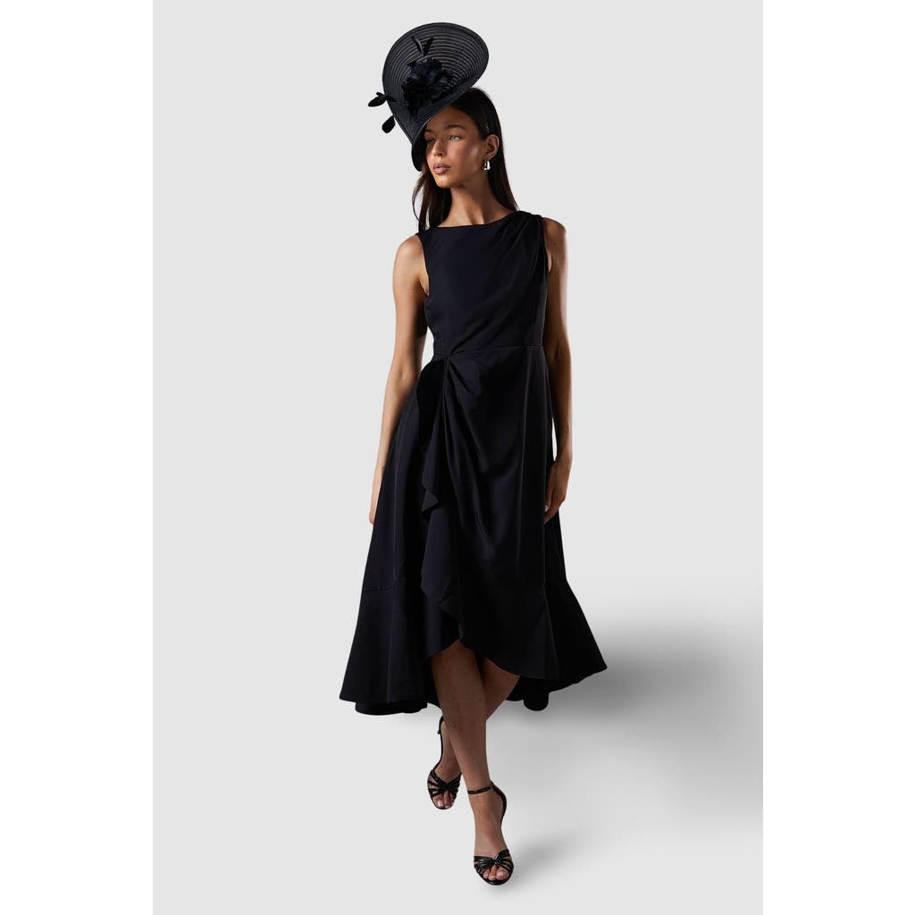 Coast Crepe Ruffle Low Back Dress In Black