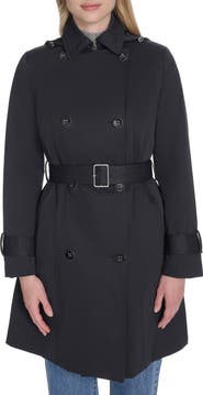 Cole Haan Water Resistant Twill Hooded Trench Coat