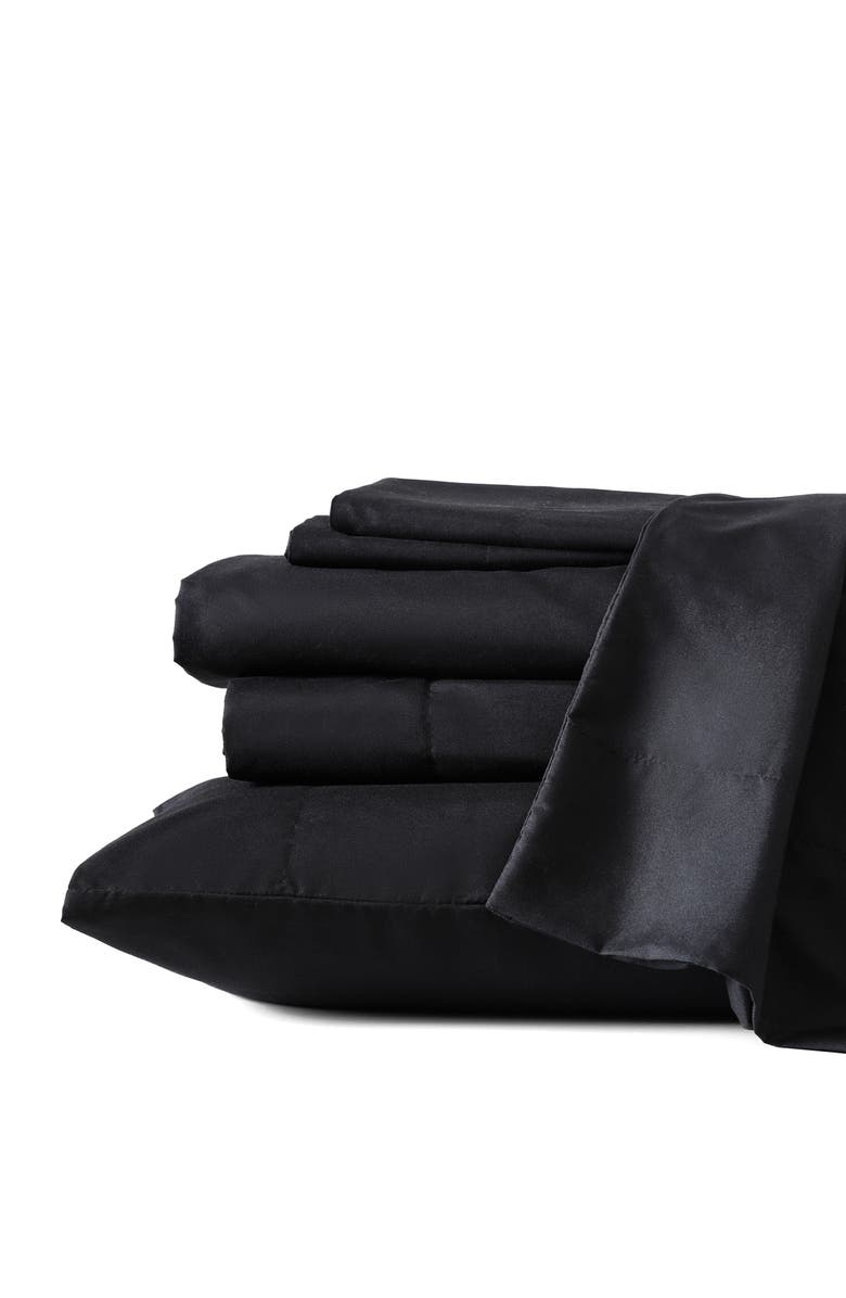 Kenneth Cole Solid Recycled Polyester Sheet Set, Main, color, Black