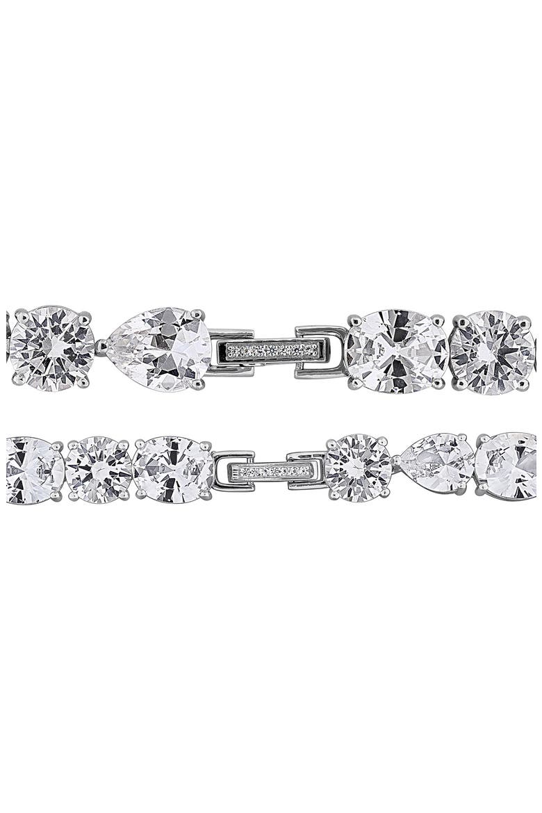 Lab Grown White Sapphire Necklace & Bracelet Set, Alternate, color, SILVER