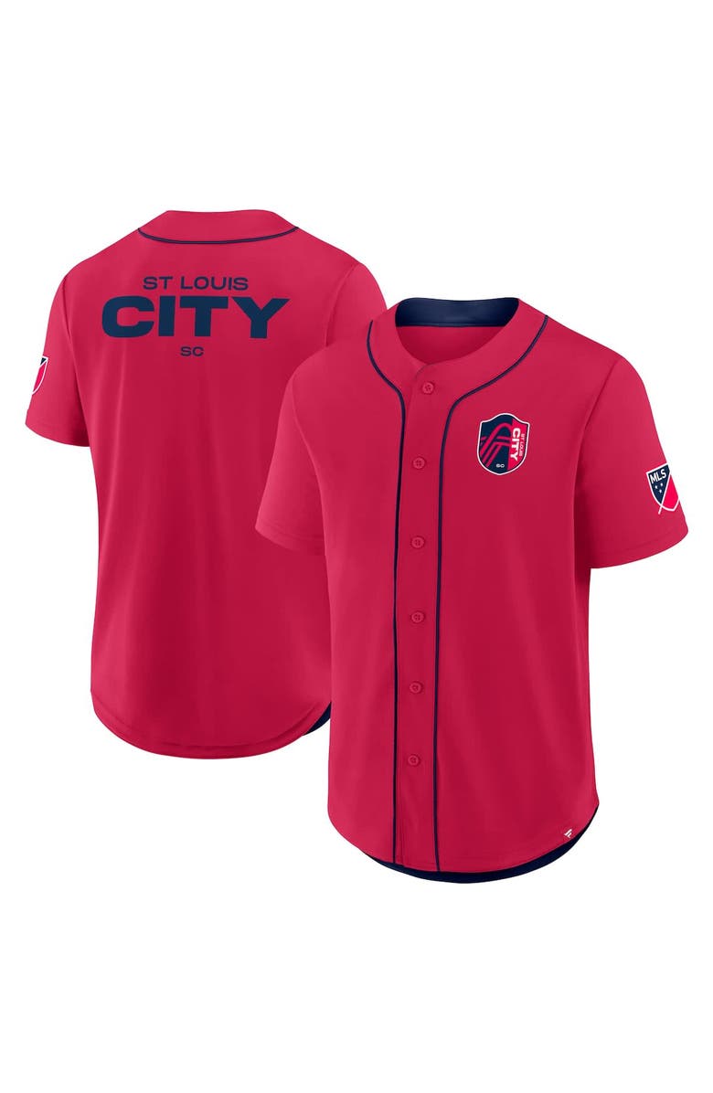 FANATICS Men's Fanatics Red St. Louis City SC Injury Time Baseball Jersey, Alternate, color, Red