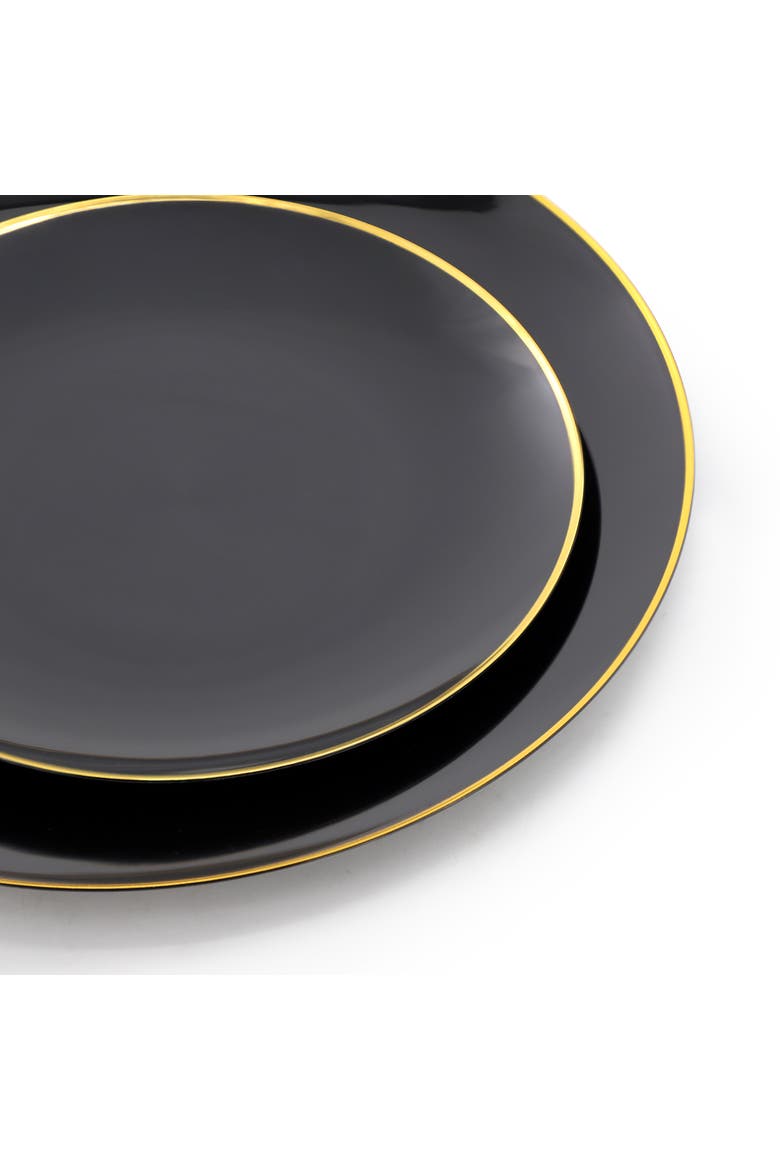 Disposable Plastic Dinnerware Party Set in Black and Gold, Alternate, color, Black