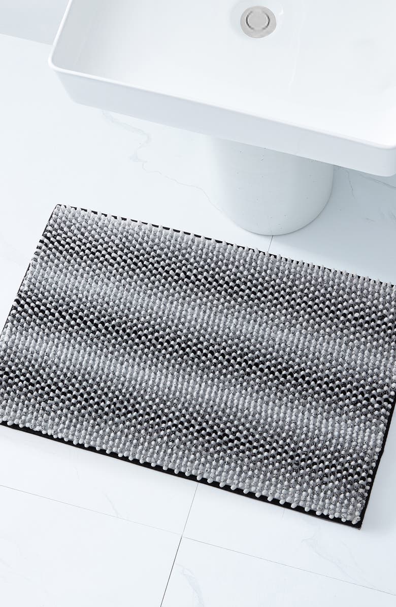 VCNY HOME Heathered Stripe Memory Foam Bath Rug, Alternate, color, Black