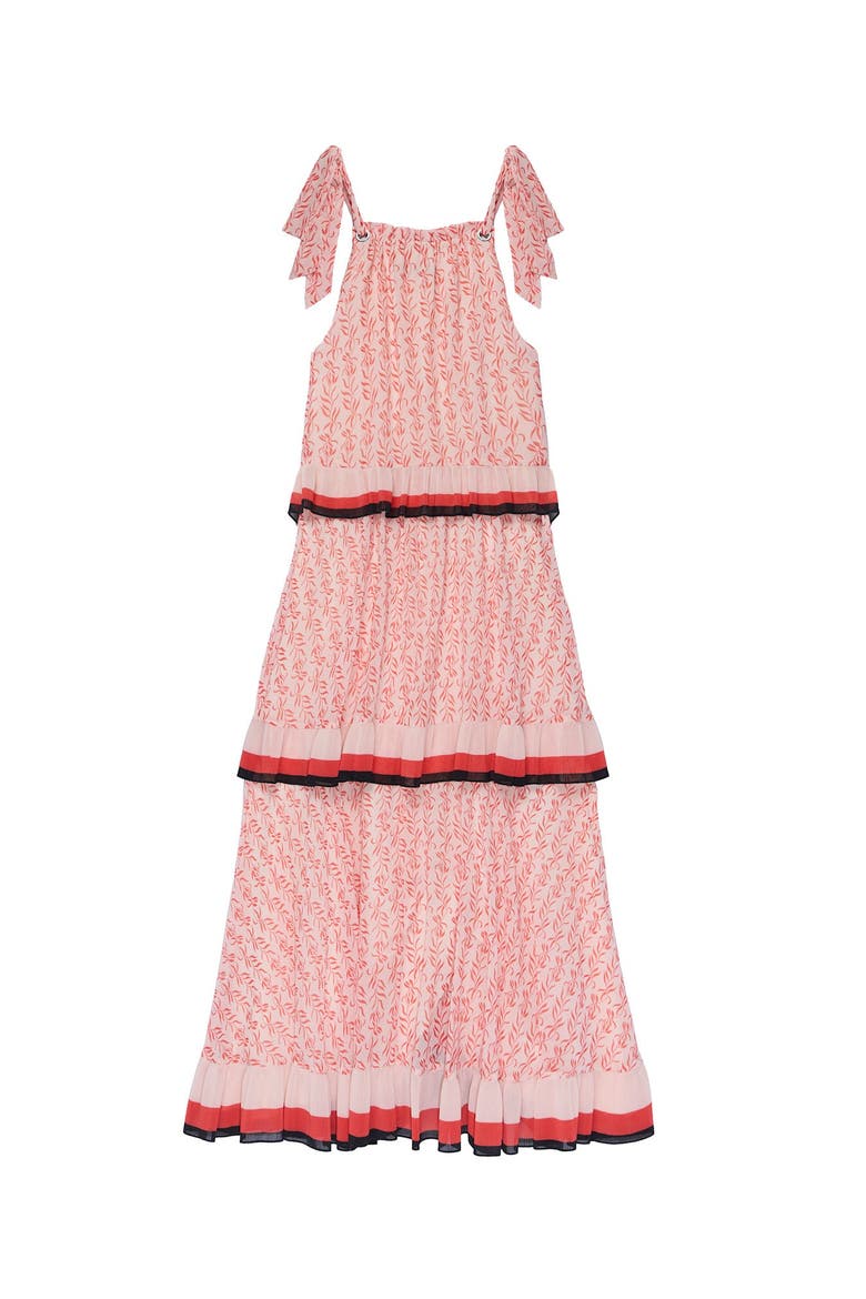 Printed Tiered Midaxi Dress, Alternate, color, Orange