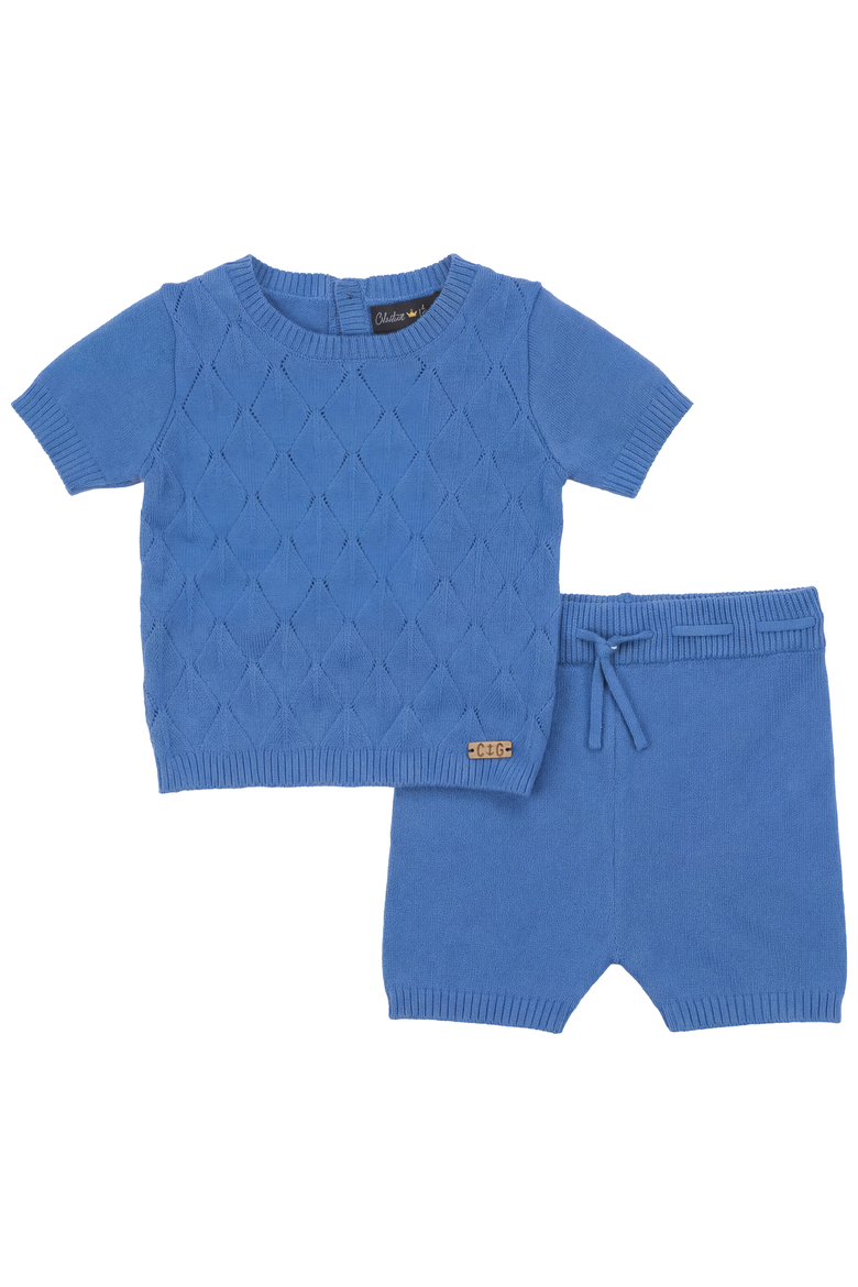 Diamond Knit 2 Piece Short Sleeve Top and Shorts Set, Main, color, River