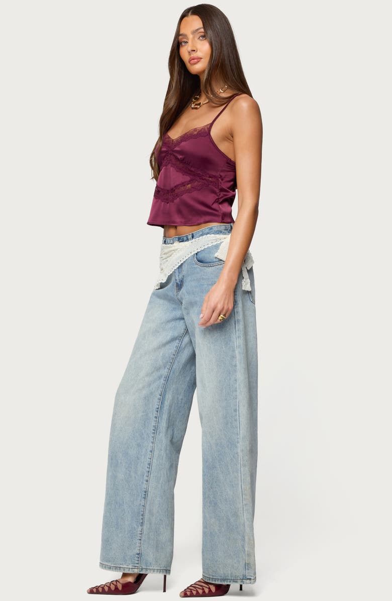 EDIKTED Tamar Satin Camisole Crop Top, Alternate, color,