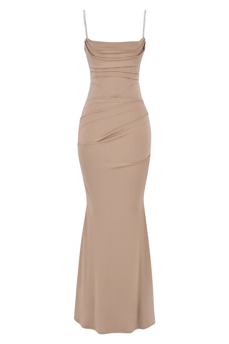 Milena Jersey Corset Maxi Dress, Alternate, color, ALMOND