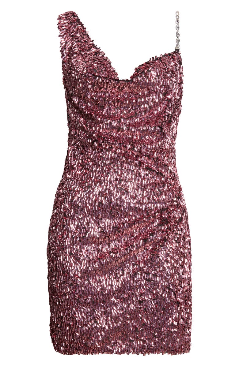 Area Crystal Strap Sequin Minidress, Alternate, color, Metallic Rose