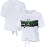 WEAR by Erin Andrews Women's WEAR by Erin Andrews  White Milwaukee Bucks Tie-Front T-Shirt
