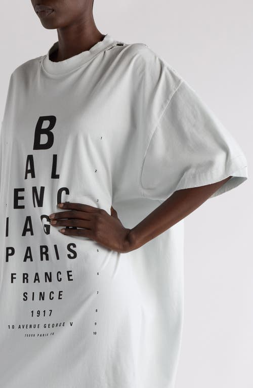 Balenciaga Eye Chart Distressed Oversize Cotton Logo Graphic T-shirt