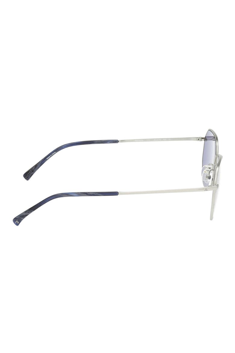 53mm Geometric Sunglasses, Alternate, color, SILVER / NAVY HORN / BLUE