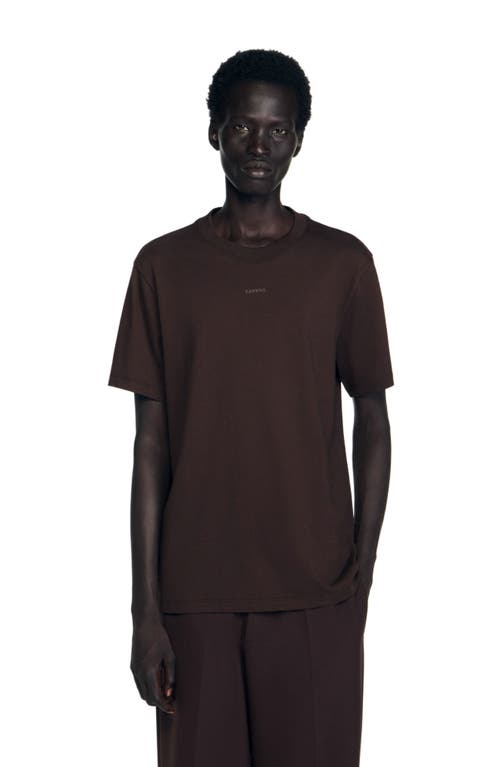 Sandro Mens Chocolate Logo-embellished Short-sleeve Cotton T-shirt Xs In Brown