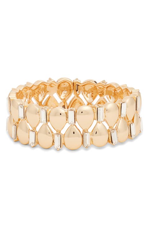 Crystal Embellished Teardrop Stretch Bracelet