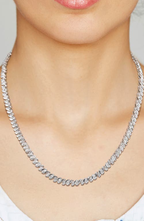 Delmar Twisted Diamond Tennis Necklace In Silver