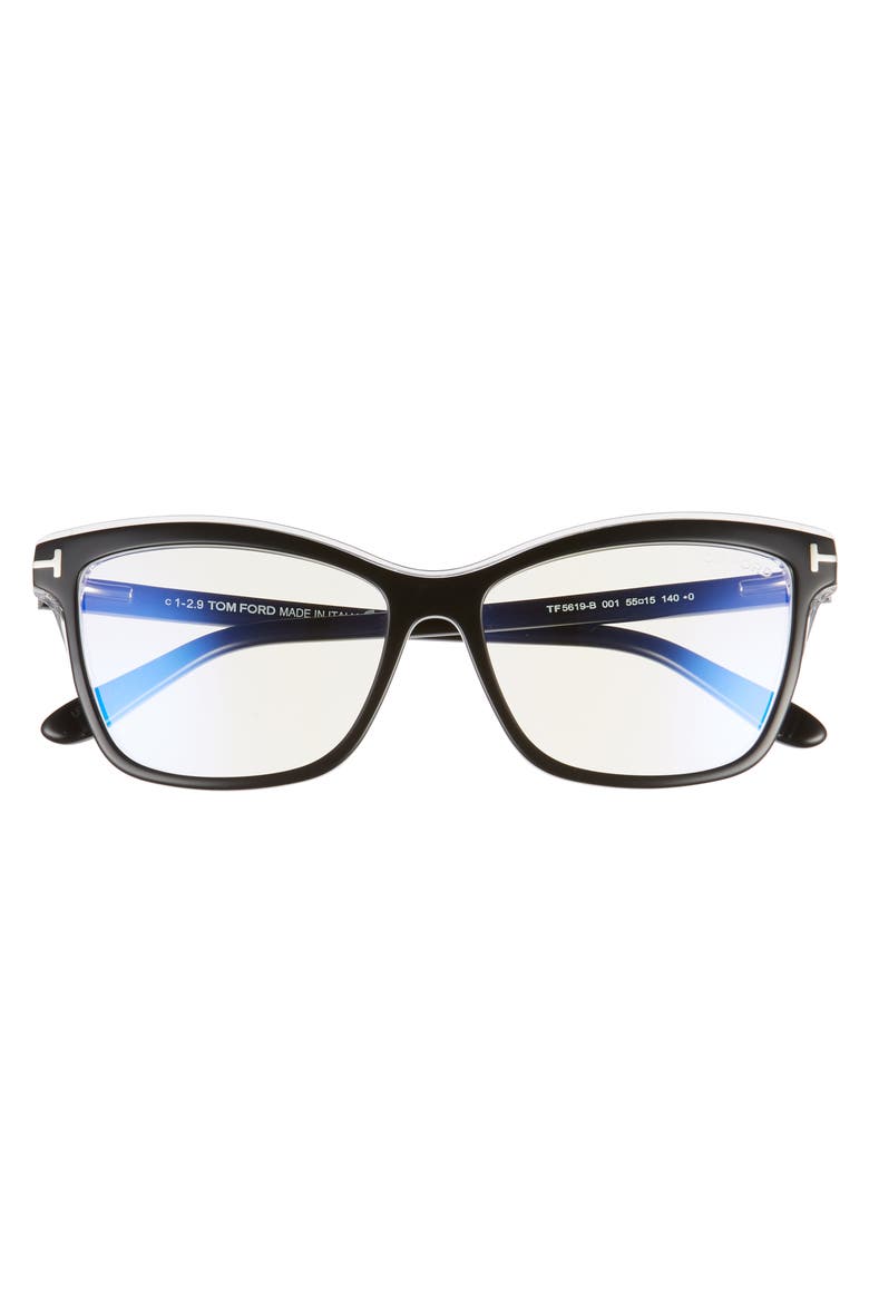 55mm Blue Light Blocking Optical Glasses, Alternate, color, SHINY BLACK