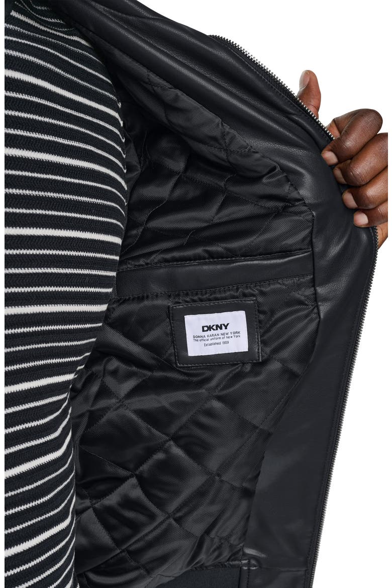 Faux Leather Bomber Jacket, Alternate, color, BLACK