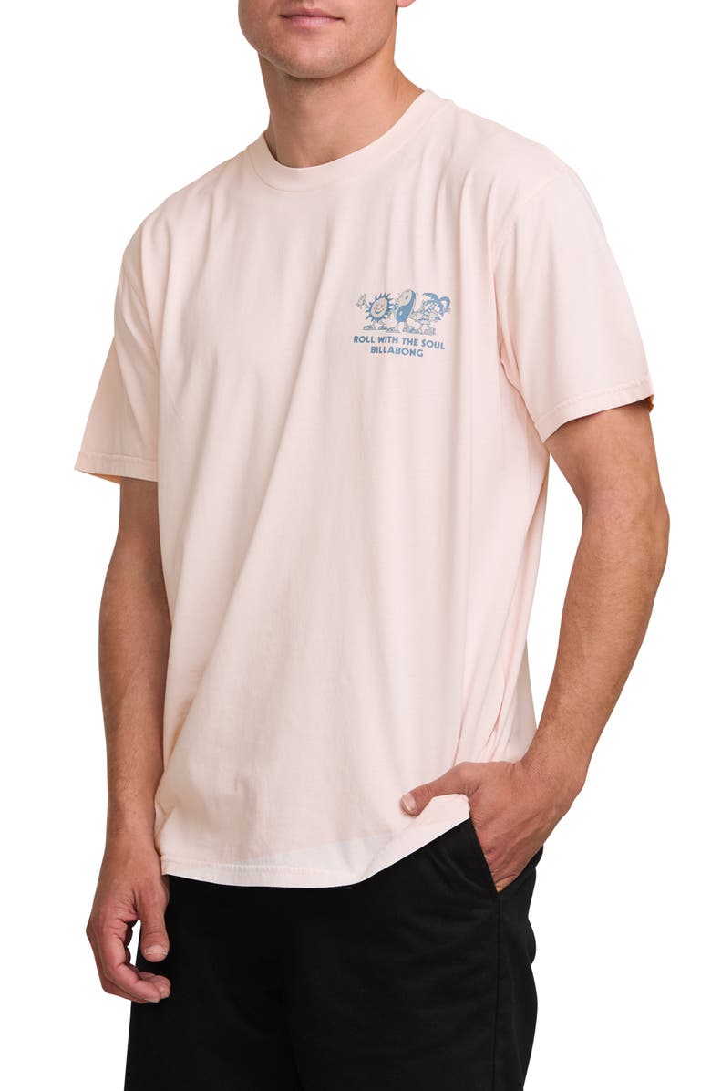 Billabong Roll Premium Wave Cotton Graphic T-Shirt, Alternate, color, Light Pink