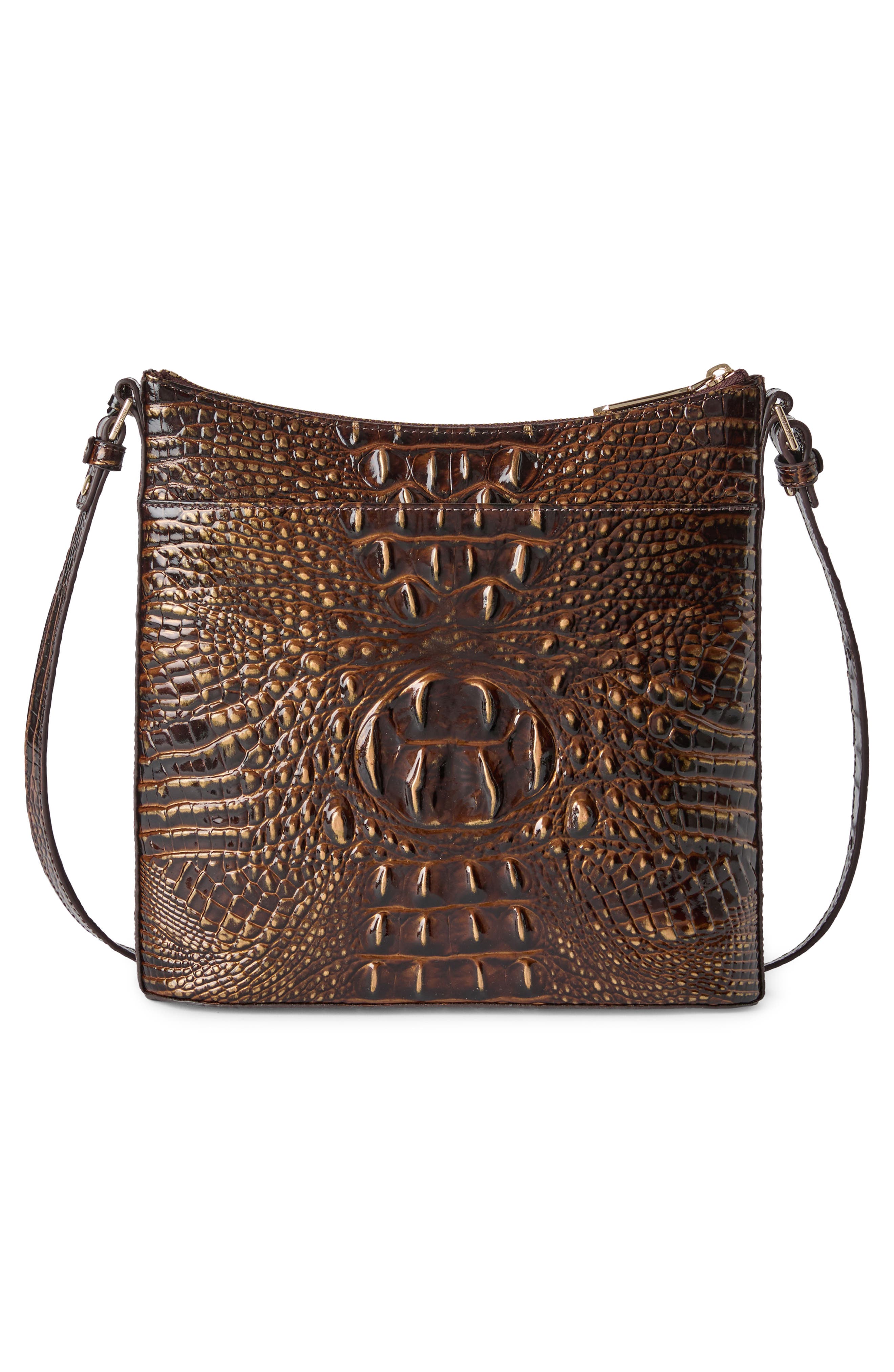 Katie Croc Embossed Leather Crossbody Bag, Alternate, color, CHOCOLATE