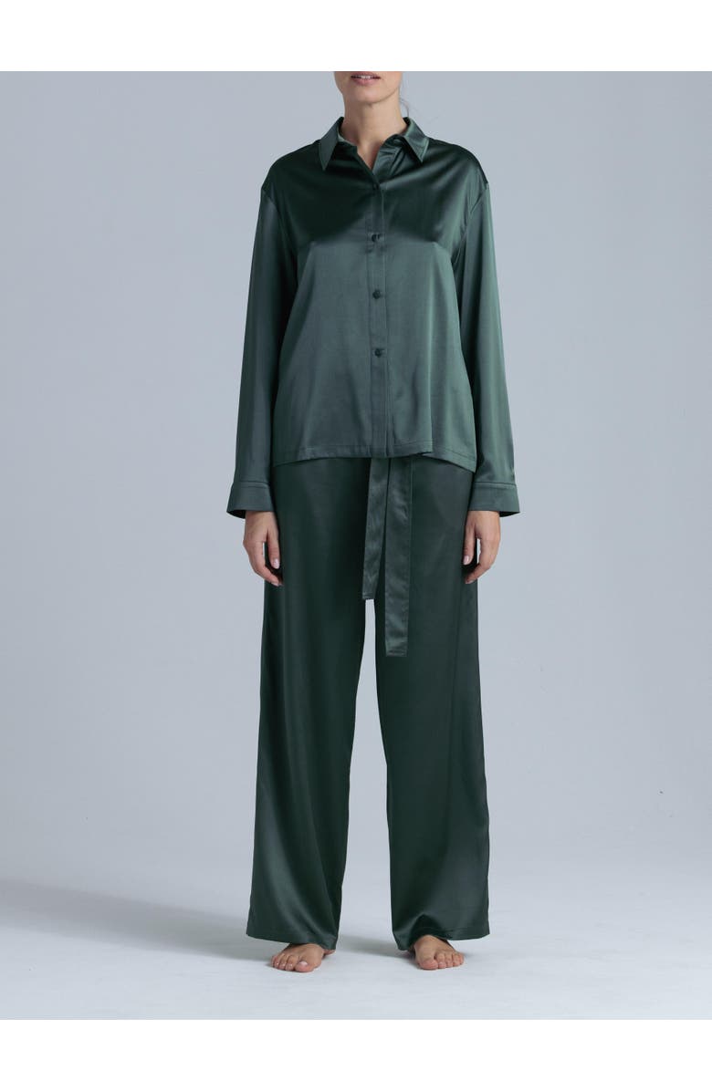 Alas Silk Pajama Pants, Alternate, color, Rich Green