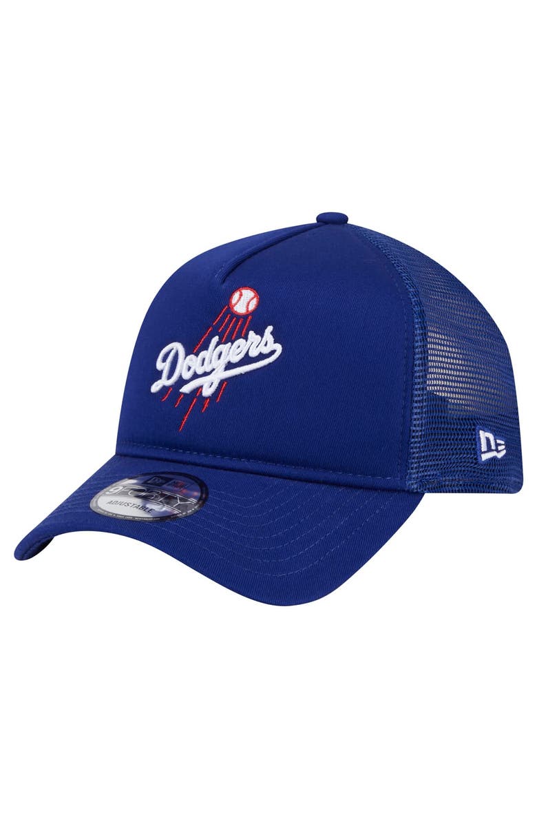 New Era Men's New Era Royal Los Angeles Dodgers 9FORTY A-Frame Trucker Adjustable Hat, Main, color, 