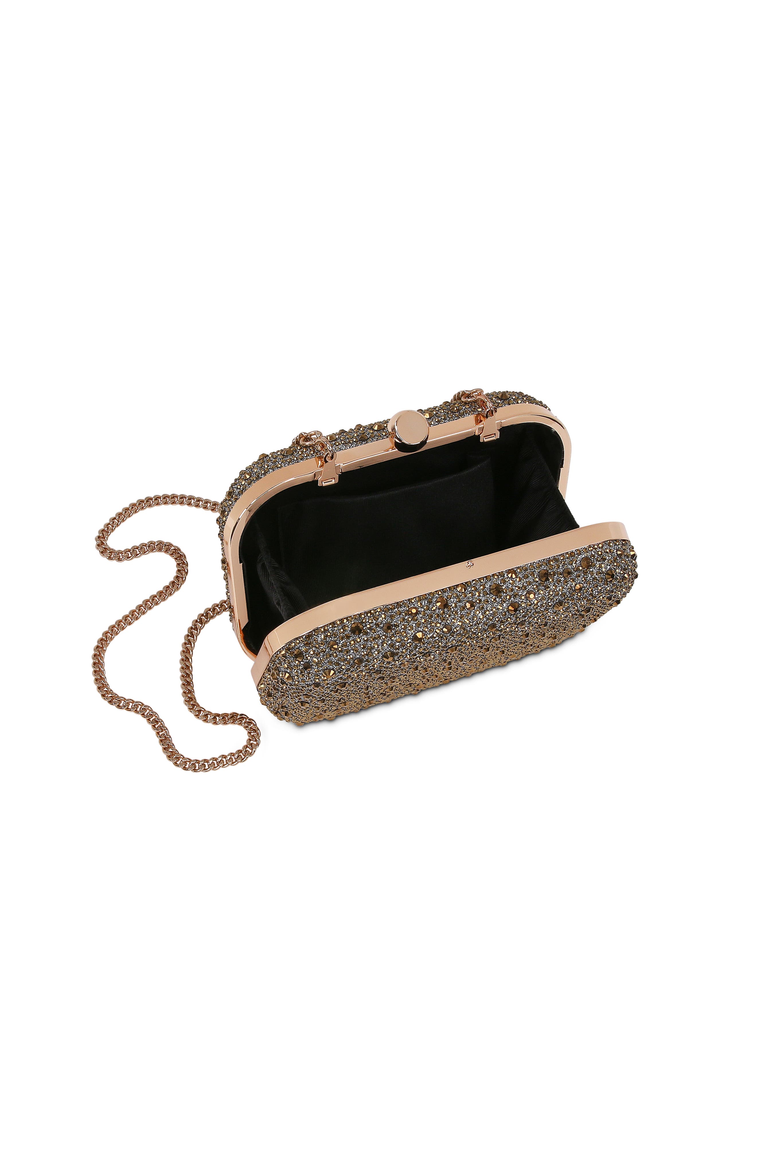 Jewel Badgley Mischka Celest Crystal Mini Minaudiere Clutch, Alternate, color, Gold
