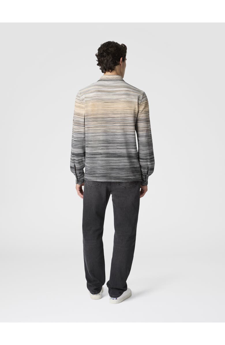 Missoni Long Sleeve Polo With Flame Knit, Alternate, color, Grey