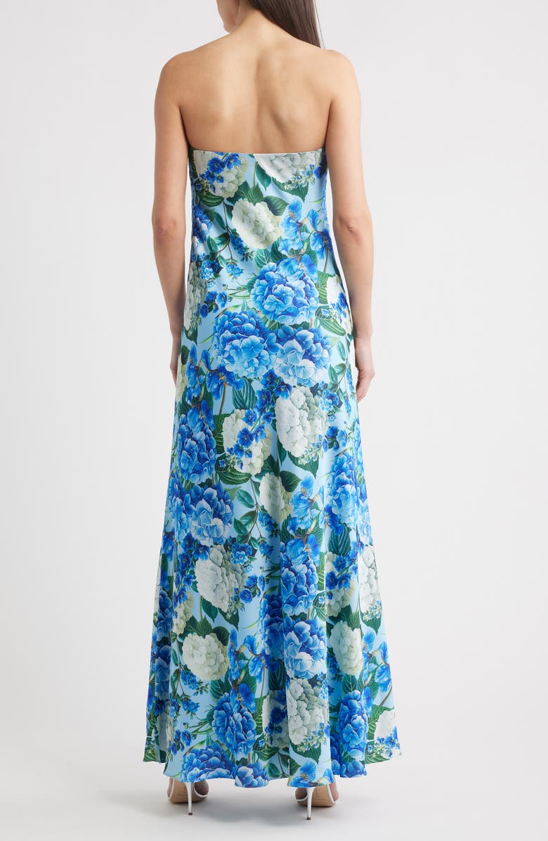 Sonya Moda Ela Floral Strapless Gown, Alternate, color, Hydrangea Print