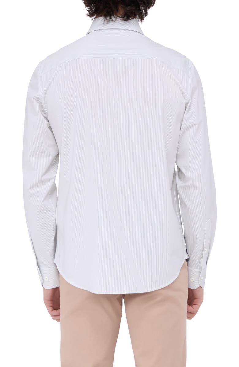 Bugatchi James OoohCotton<sup>®</sup> Pinstripe Button-Up Shirt, Alternate, color, Willow