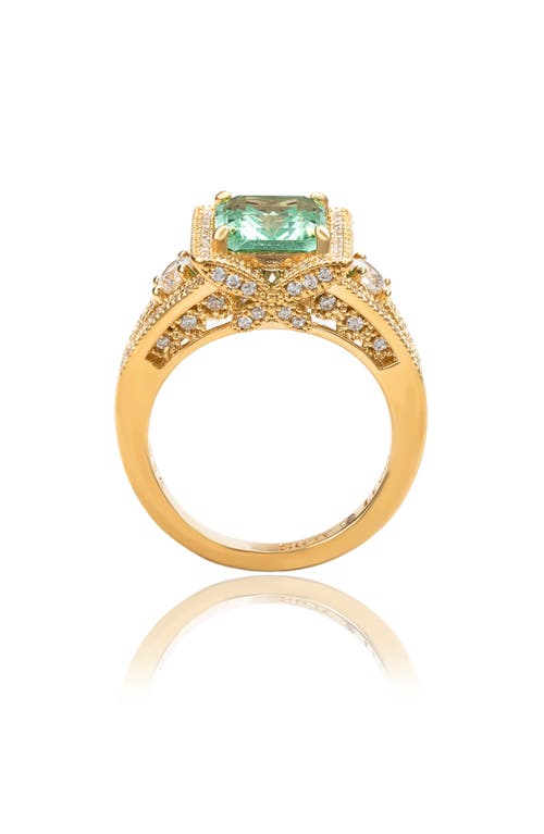 Suzy Levian Asscher Cubic Zirconia Engagement Ring In Gold