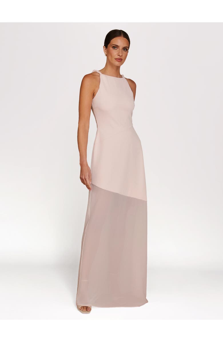 Six Stories Twist Strap Sheer Hem Maxi Dress, Main, color, Pale Pink