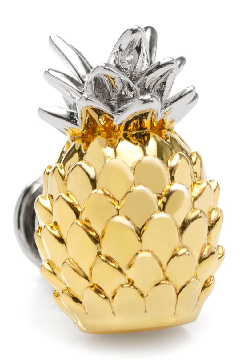 3D Pineapple Lapel Pin, Main, color, GOLD