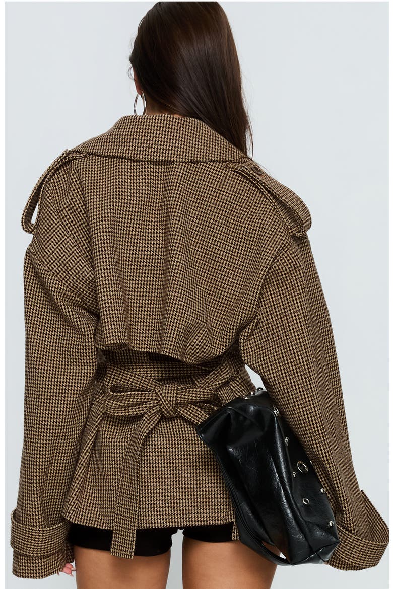 Brieanna Cropped Trench Coat, Alternate, color, BROWN CHECK
