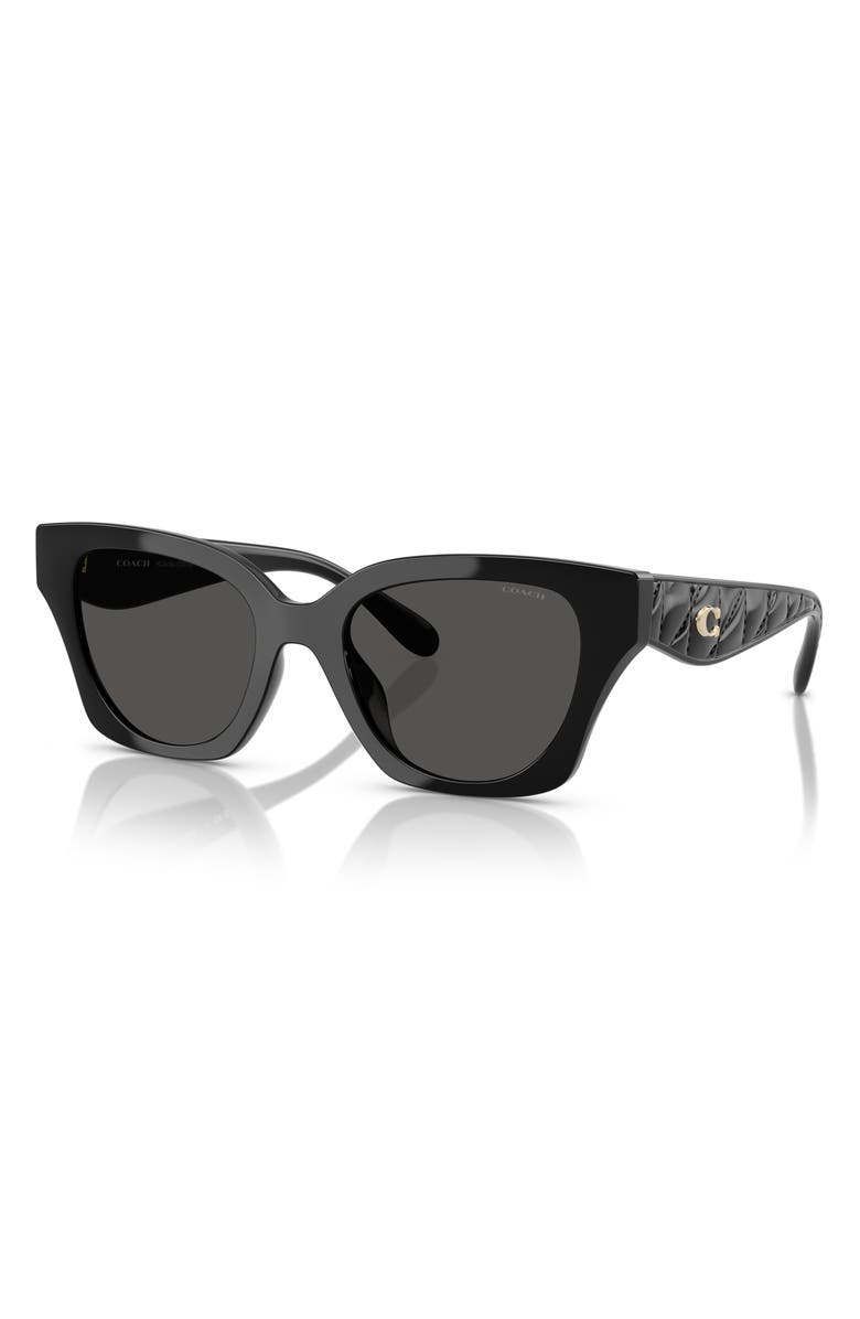COACH 53mm Square Sunglasses, Alternate, color, Black / Grey Solid