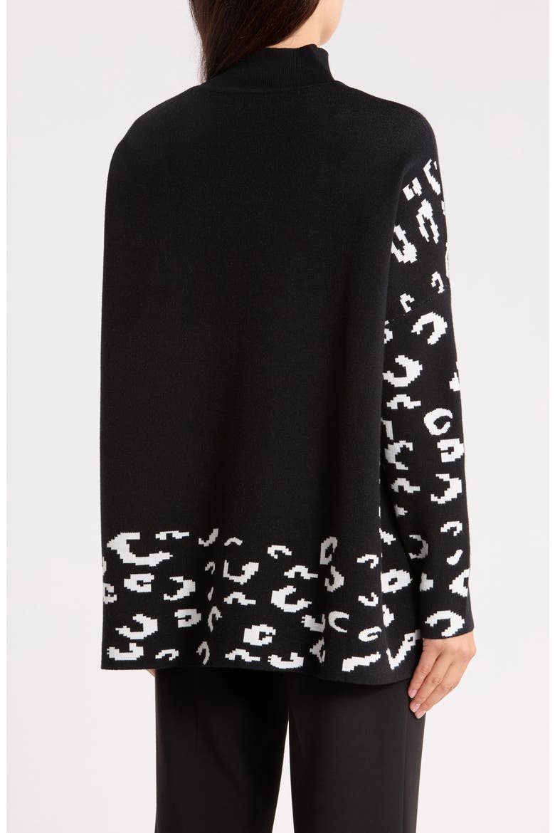 Border Print Mock Neck Sweater, Alternate, color, BLACK