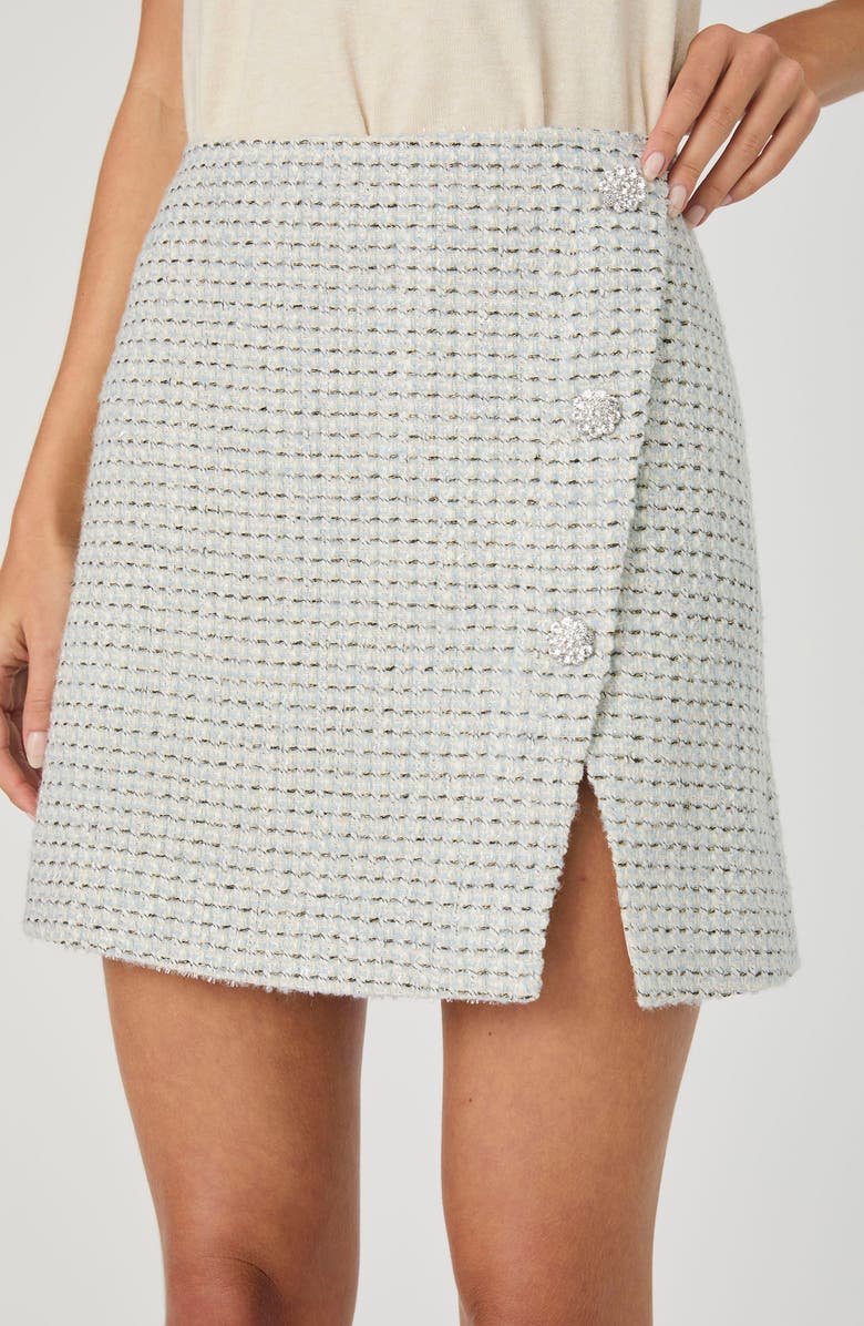 French Connection Tweed Faux Wrap Miniskirt, Alternate, color, Lt Ble Multi