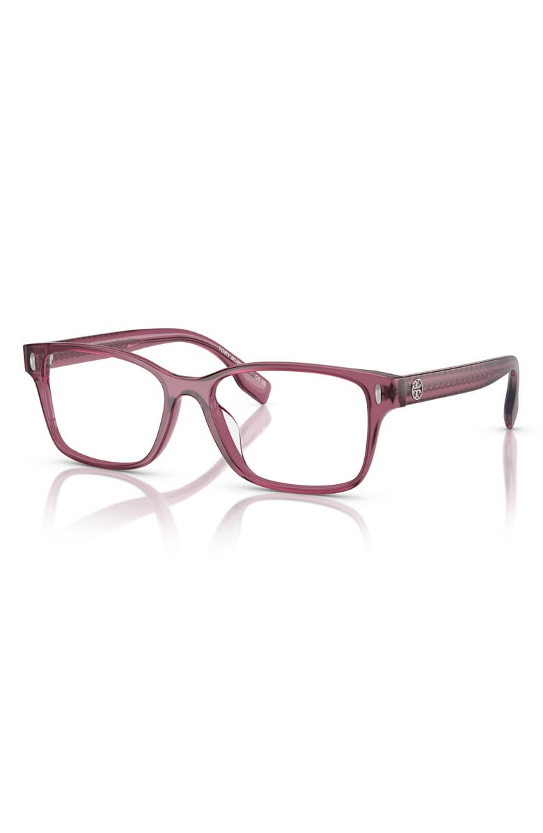 Tory Burch 49mm Rectangular Optical Glasses, Alternate, color, Red