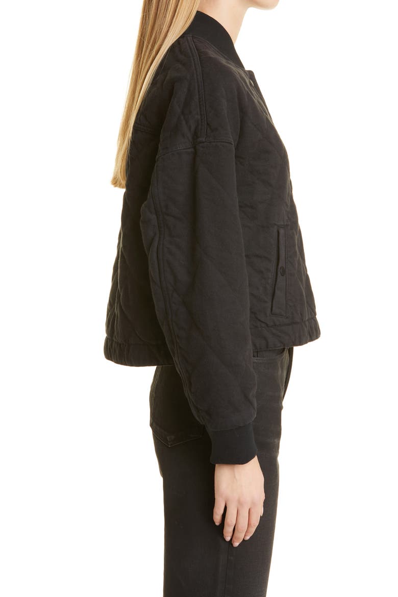 Val Quilted Cropped Denim Jacket, Alternate, color, BLACK