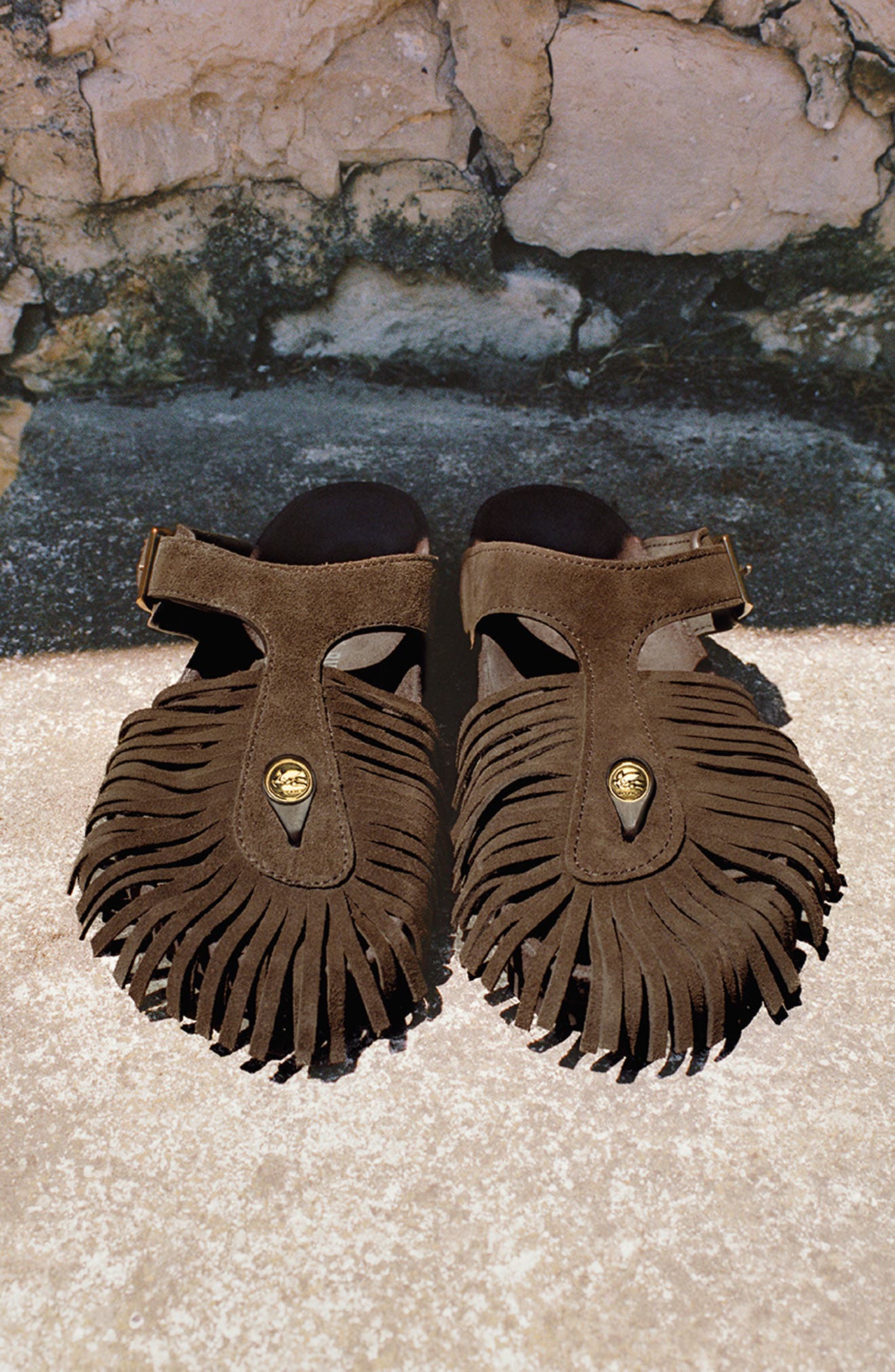 x Birkenstock Gizeh Fringe Sandal, Alternate, color, M1512 DARK BROWN